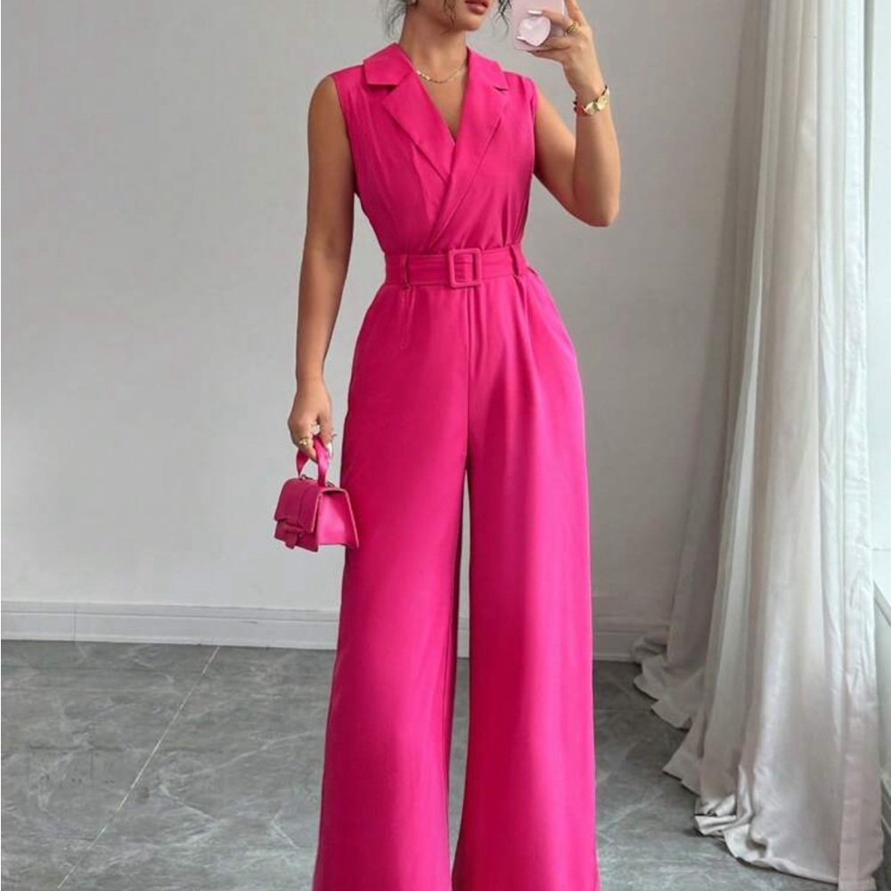 Elegant Pink Sleeveless Jumpsuit